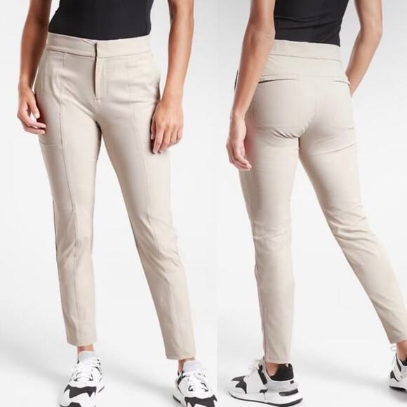 Athleta Sz 6 Wonder Stash Skinny Pants Cream Beige Stretchy Sporty Athleisure - Picture 1 of 16